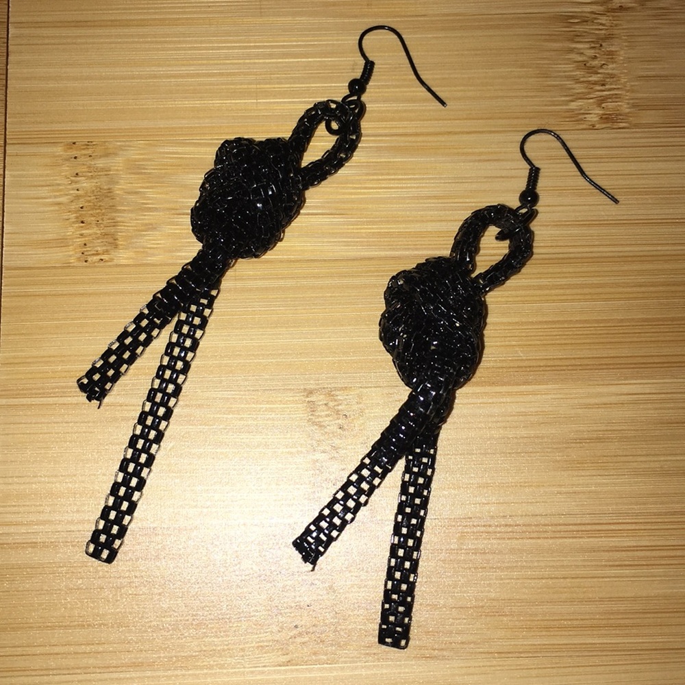 Black Knotted Chain Earrings